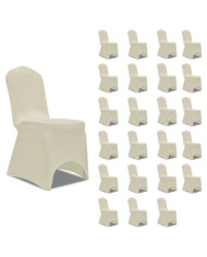 Housses élastiques de chaise Crème 24 pcs | Mobilier & Déco