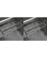 Drain de douche linéaire 2 pcs 530 x 140 mm Acier inoxydable | Mobilier & Déco