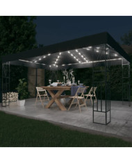 Tonnelle avec guirlande lumineuse à LED 3x4 m Anthracite Tissu | Mobilier & Déco