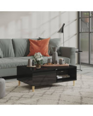Table basse noir brillant 90x60x35 cm bois d'ingénierie | Mobilier & Déco