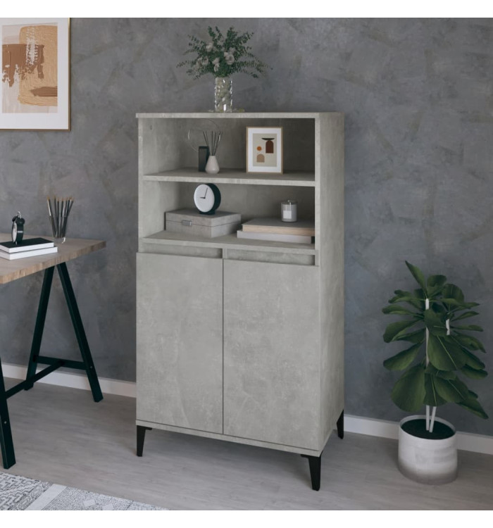 Buffet haut Gris béton 60x36x110 cm Bois d'ingénierie | Mobilier & Déco
