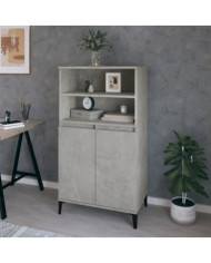 Buffet haut Gris béton 60x36x110 cm Bois d'ingénierie | Mobilier & Déco