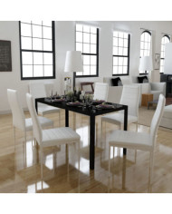 Ensemble de table à manger sept pièces noir et blanc | Mobilier & Déco