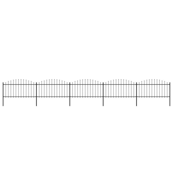 Clôture de jardin à dessus en lance Acier (1,25-1,5)x8,5 m Noir | Mobilier & Déco