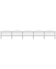 Clôture de jardin à dessus en lance Acier (1,25-1,5)x8,5 m Noir | Mobilier & Déco