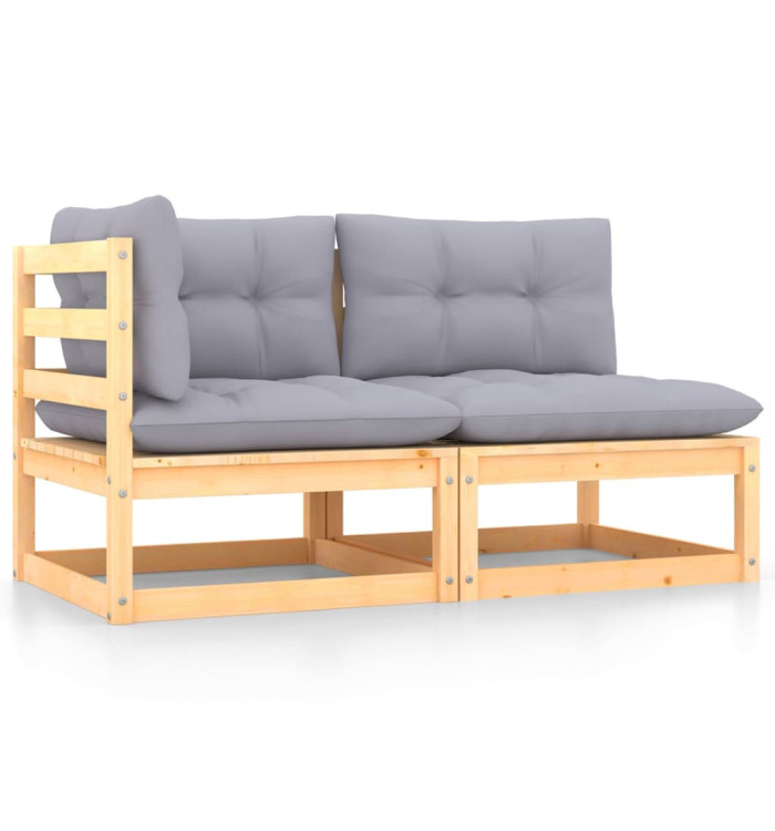 Salon de jardin 2 pcs avec coussins Bois de pin massif | Mobilier & Déco