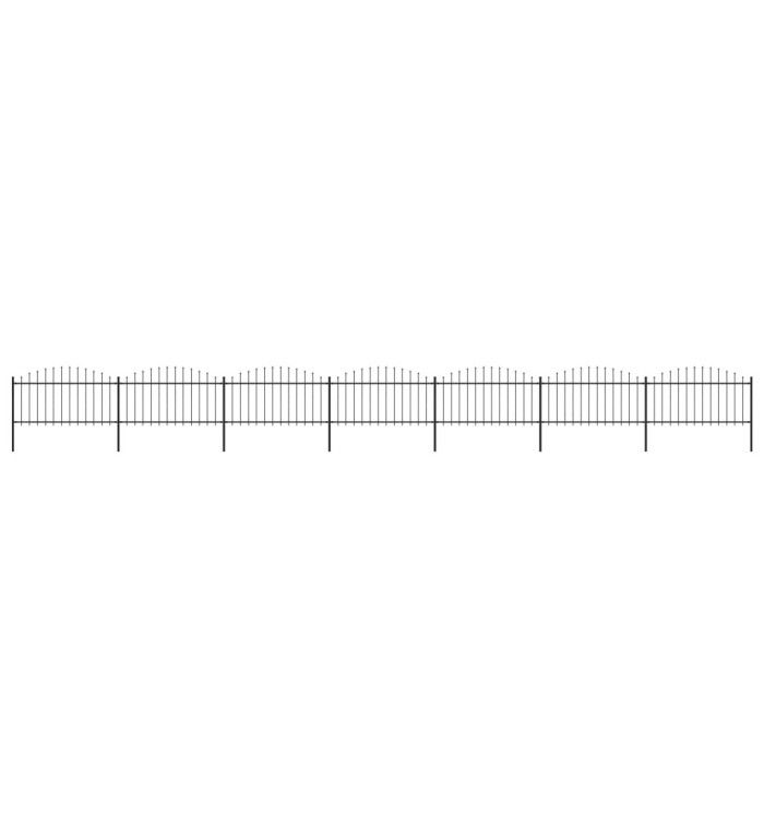 Clôture de jardin à dessus en lance Acier (1,25-1,5)x11,9m Noir | Mobilier & Déco