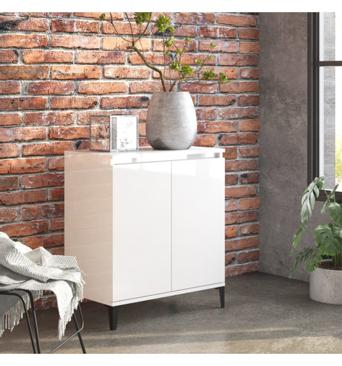 Buffet blanc brillant 60x35x70 cm bois d'ingénierie | Mobilier & Déco