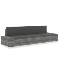 Canapé sectionnel 3 places Résine tressée Gris | Mobilier & Déco