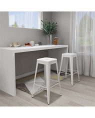 Tabourets de bar empilables lot de 2 blanc Métal | Mobilier & Déco