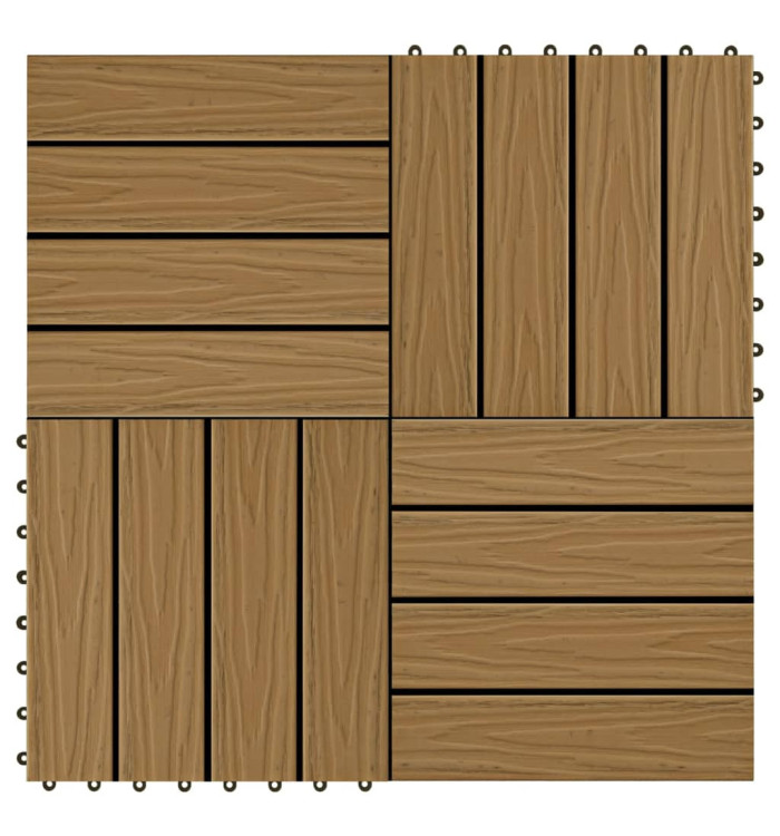 Carreau de terrasse en relief 11 pcs WPC 30x30 cm 1 m² | Mobilier & Déco