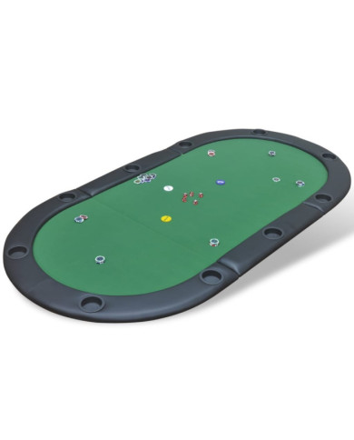 Dessus de table de poker pliable pour 10 joueurs Vert | Mobilier & Déco