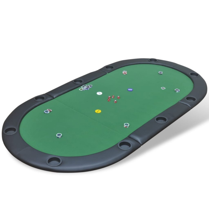 Dessus de table de poker pliable pour 10 joueurs Vert | Mobilier & Déco