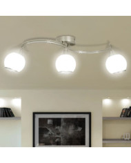 Plafonnier avec abat-jour en verre sur rail pour 3 ampoules E14 | Mobilier & Déco