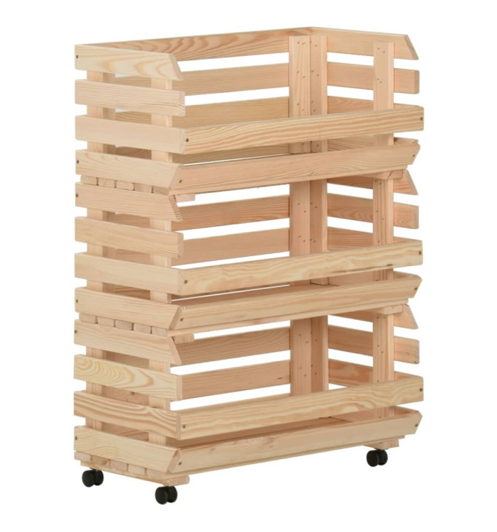 Chariot à légumes 57x30x80 cm Bois de pin solide | Mobilier & Déco