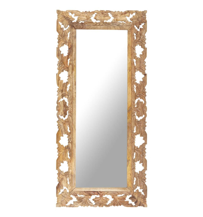 Miroir sculpté à la main Marron 110x50 cm Bois de manguier | Mobilier & Déco