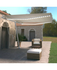Auvent automatique avec capteur de vent et LED 400x350 cm Crème | Mobilier & Déco