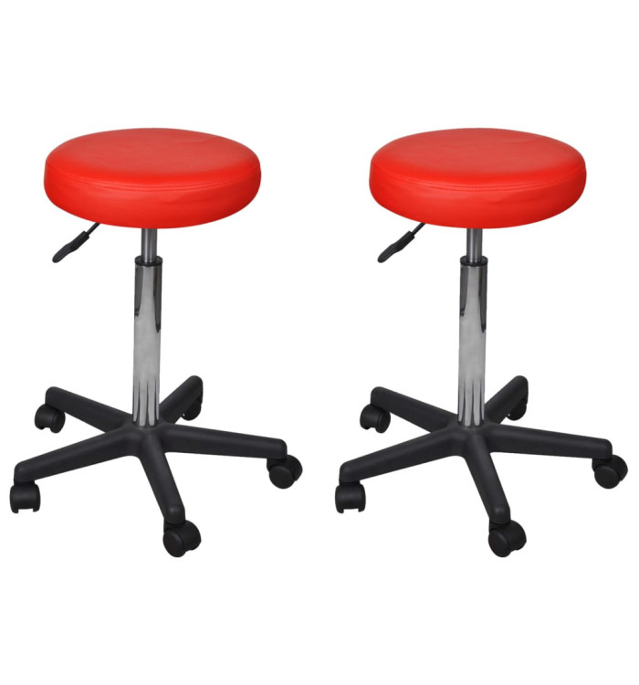 Tabourets de bureau lot de 2 Rouge 35,5x84 cm Similicuir | Mobilier & Déco