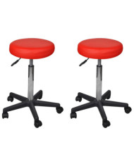 Tabourets de bureau lot de 2 Rouge 35,5x84 cm Similicuir | Mobilier & Déco