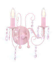 Applique murale à perles Rose 2 ampoules E14 | Mobilier & Déco