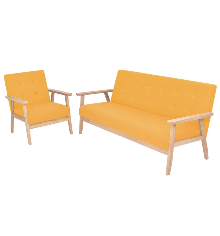 Ensemble de canapé 2 pcs Tissu jaune | Mobilier & Déco