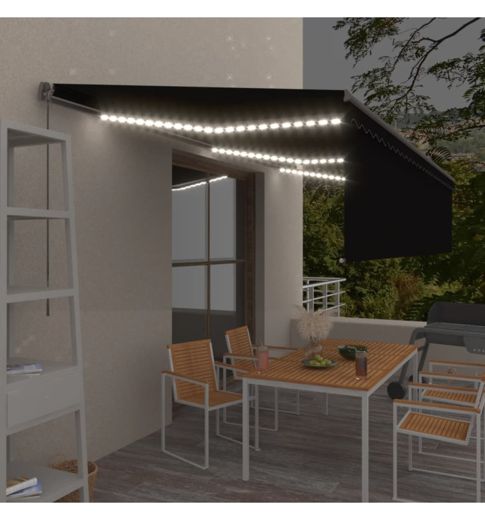 Auvent manuel rétractable avec store et LED 6x3 m Anthracite | Mobilier & Déco