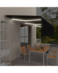 Auvent manuel rétractable avec store et LED 6x3 m Anthracite | Mobilier & Déco