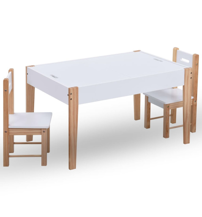 Ensemble de table et chaises pour enfants 3 pcs Noir et blanc | Mobilier & Déco
