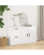Buffet Blanc brillant 100x33x59,5 cm Bois d'ingénierie | Mobilier & Déco