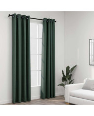 Rideaux occultants Aspect lin avec œillets 2 pcs Vert 140x245cm | Mobilier & Déco