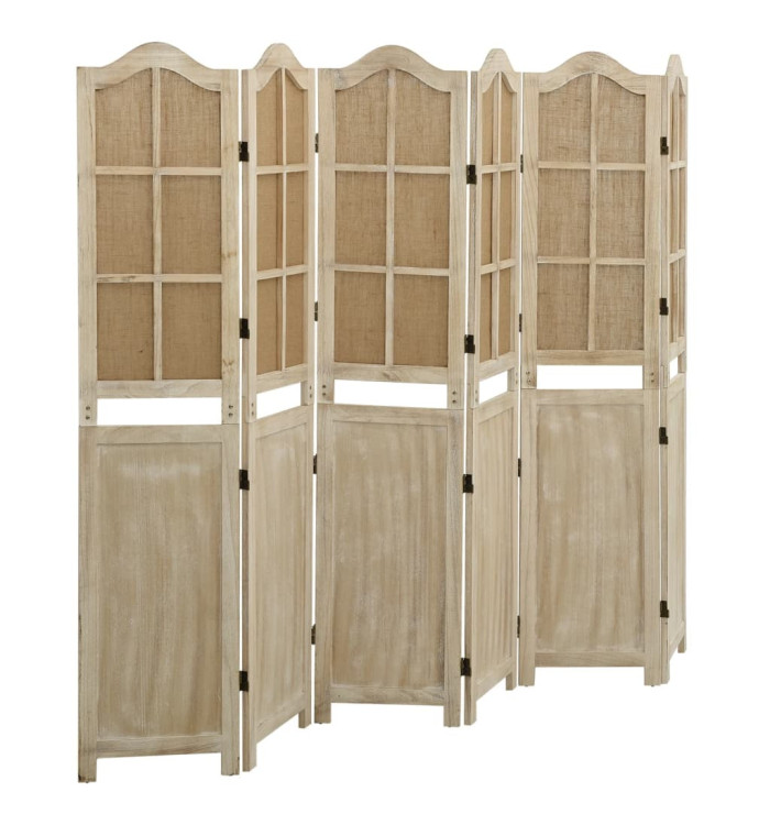 Cloison de séparation 6 panneaux Marron 214x165 cm Tissu | Mobilier & Déco