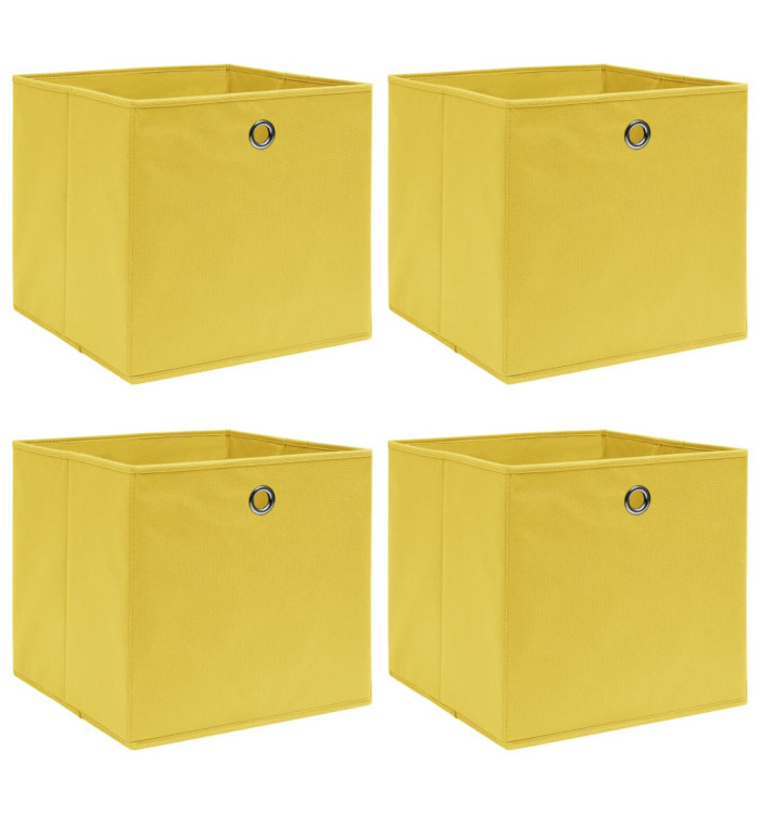 Boîtes de rangement 4 pcs Jaune 32x32x32 cm Tissu | Mobilier & Déco