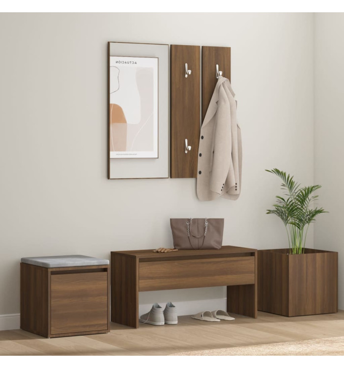 Ensemble de meubles de couloir Chêne marron Bois d'ingénierie | Mobilier & Déco