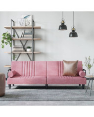 Canapé-lit avec accoudoirs rose velours | Mobilier & Déco