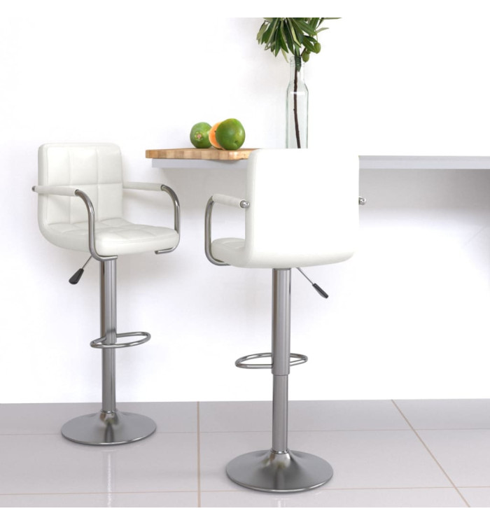 Tabourets de bar lot de 2 blanc similicuir | Mobilier & Déco