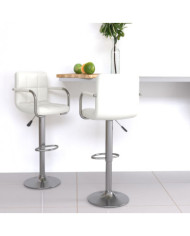 Tabourets de bar lot de 2 blanc similicuir | Mobilier & Déco