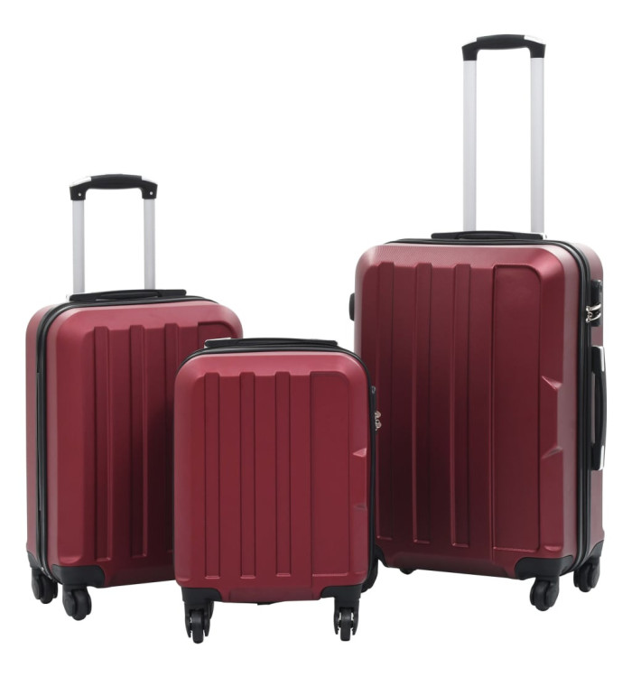 Valise rigide 3 pcs Rouge bordeaux ABS | Mobilier & Déco