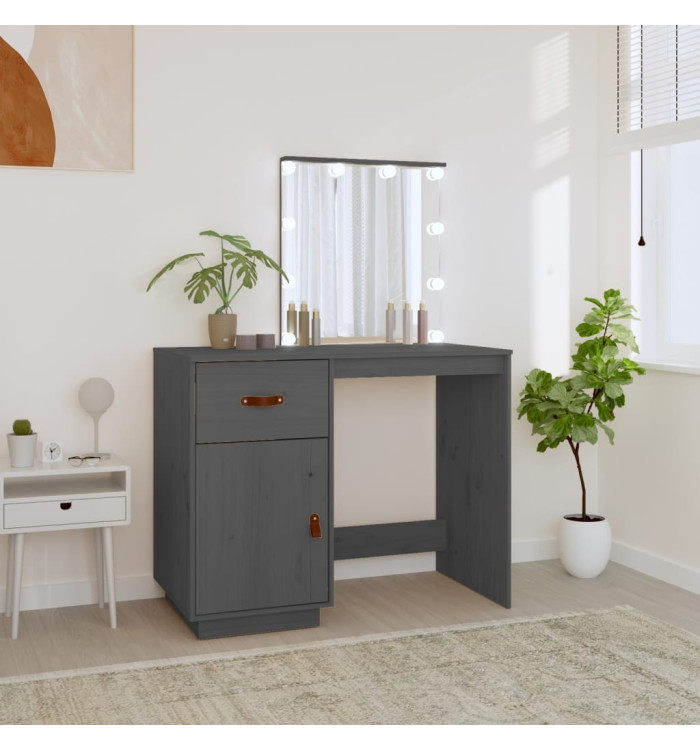 Coiffeuse avec LED Gris 95x50x133,5 cm Bois de pin massif | Mobilier & Déco