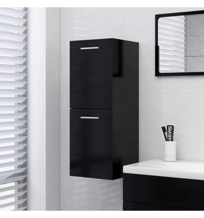 Armoire de salle de bain Noir 30x30x80 cm Bois d’ingénierie | Mobilier & Déco