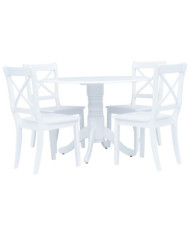 Ensemble de salle à manger 5 pcs Bois d'hévéa Blanc | Mobilier & Déco