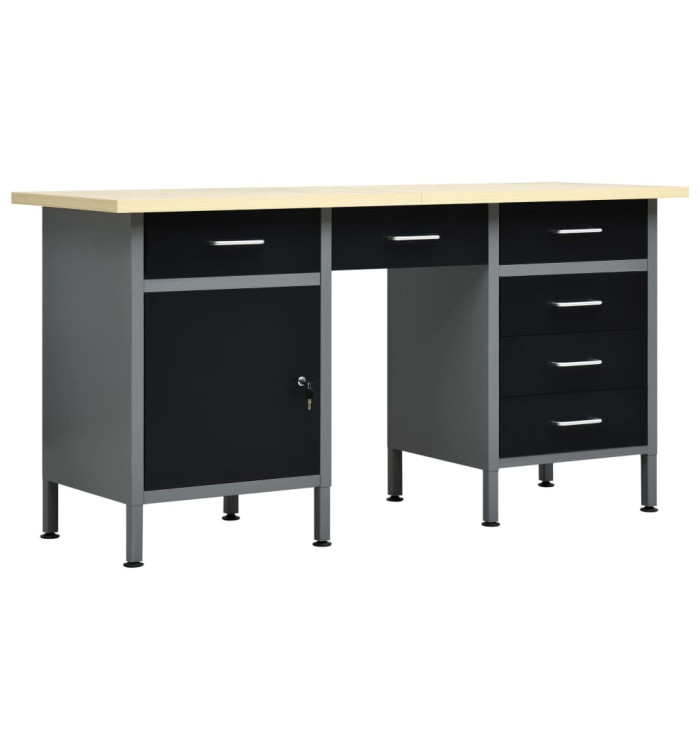 Établi Noir 160x60x85 cm Acier | Mobilier & Déco