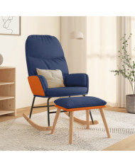 Chaise à bascule avec repose-pied Bleu Tissu | Mobilier & Déco
