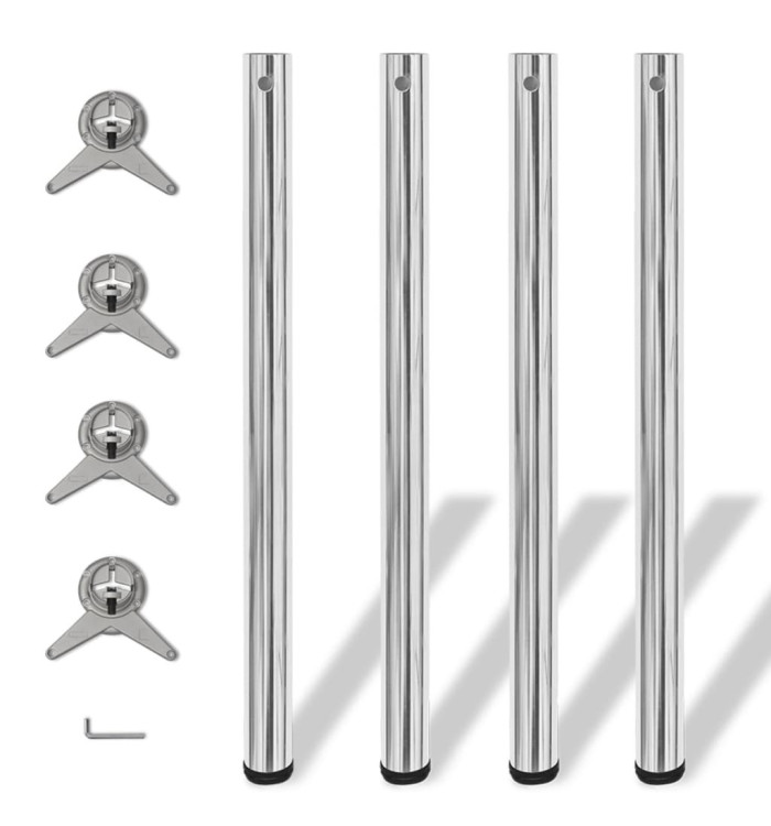 4 pieds de table réglables en hauteur 870 mm Chromé | Mobilier & Déco