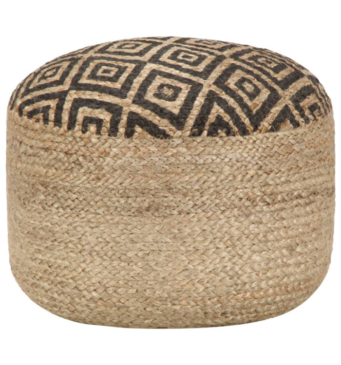 Pouf fait à la main Noir 45 x 30 cm Jute | Mobilier & Déco