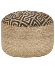 Pouf fait à la main Noir 45 x 30 cm Jute | Mobilier & Déco