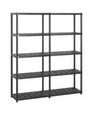 Étagère de rangement à 5 niveaux Noir 142x38x170 cm Plastique | Mobilier & Déco