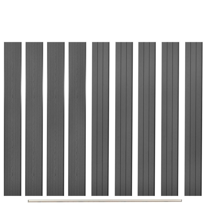 Panneaux de clôture de remplacement 9 pcs WPC 170 cm Gris | Mobilier & Déco