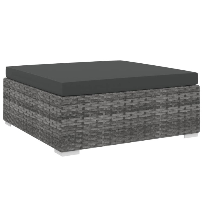 Repose-pied sectionnel 1 pc avec coussin Résine tressée Gris | Mobilier & Déco