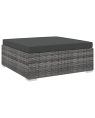 Repose-pied sectionnel 1 pc avec coussin Résine tressée Gris | Mobilier & Déco
