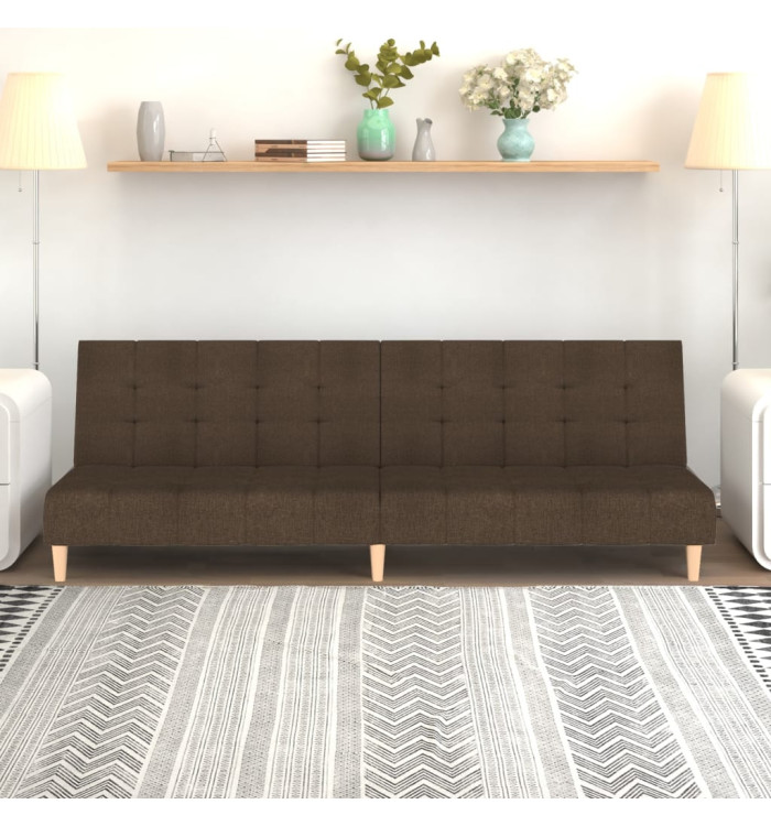 Canapé-lit à 2 places Marron Tissu | Mobilier & Déco